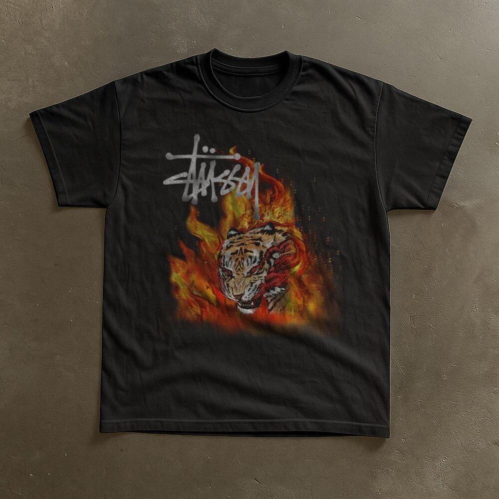 Gildan Tiger Flame  Graphic T-Shirt